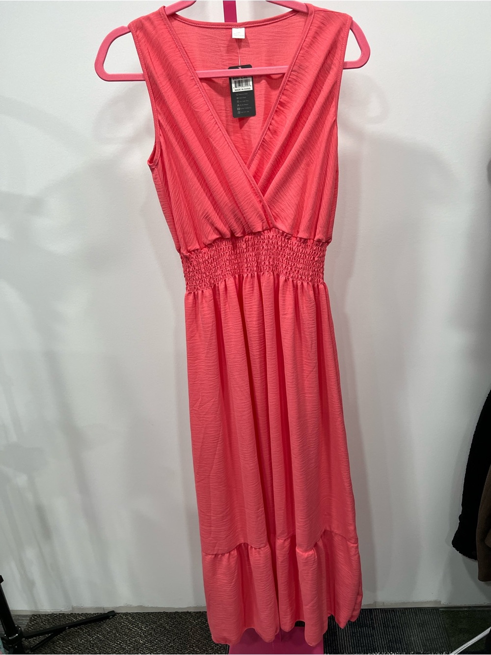 Coral Sleeveless Maxi Dress Silk NWT